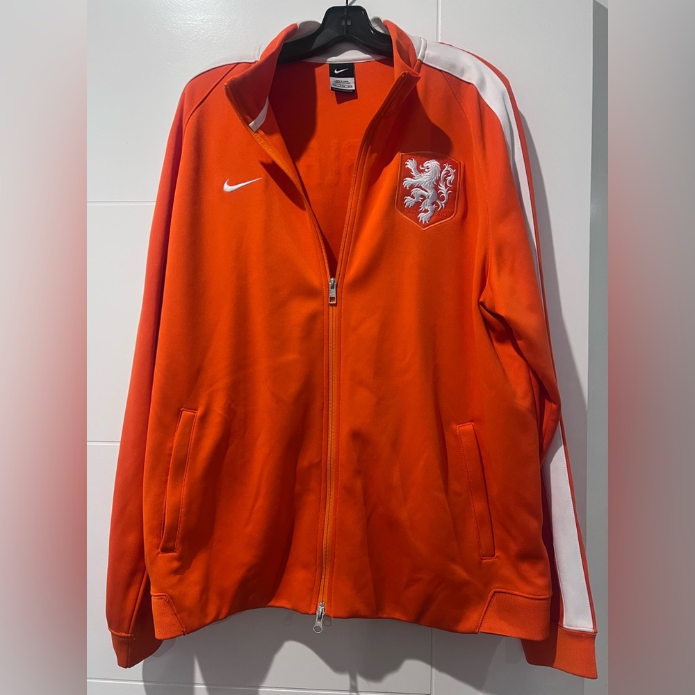 Nike Men's Orange and White Bomber Jacket